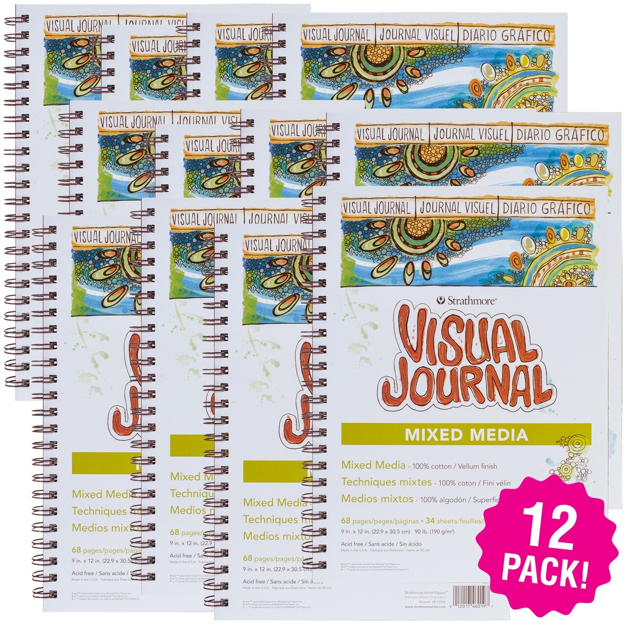 Multipack of 12 - Strathmore Visual Journal Mixed Media Vellum 9"X12"-34 Sheets